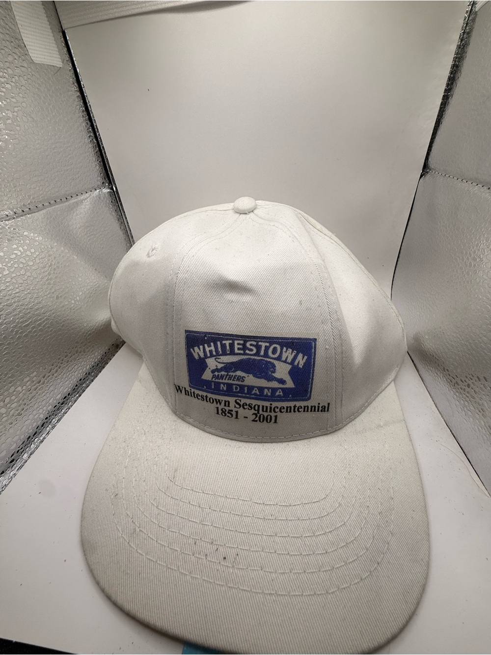 Whitestown Sesquicentennial White Baseball Cap